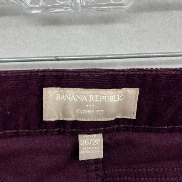 Banana Republic Corduroy Jeans Womens Sz 26P Purple Skinny Fit Low-Rise Stretch - Picture 11 of 12